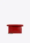 Jacquemus The Small Rond Carré Clutch In Croc-embossed Leather In Red