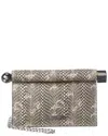Jacquemus The Small Rond Carre Cobra-embossed Leather Clutch In Sand
