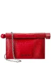 Jacquemus The Small Rond Carre Croc-embossed Leather Clutch In Red