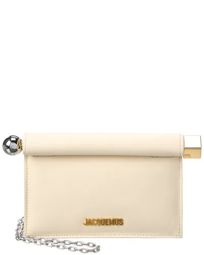 Jacquemus The Small Rond Carre Leather Clutch In Beige