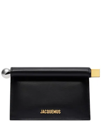 Jacquemus The Small Rond Carre Leather Clutch In Black