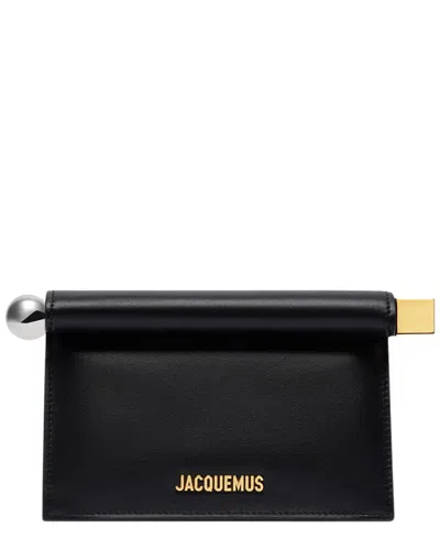 Jacquemus The Small Rond Carre Leather Clutch In Black