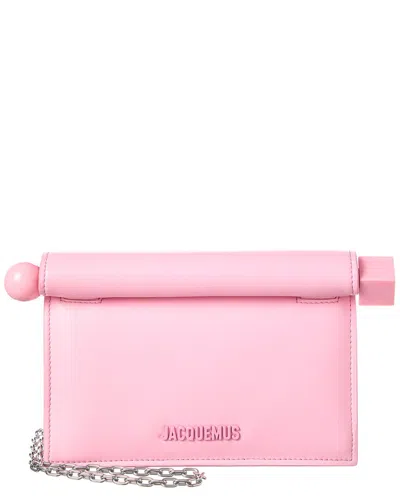 Jacquemus The Small Rond Carre Leather Clutch In Pink