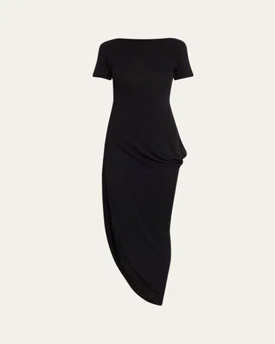 Jacquemus The Sole Draped Asymmetric Dress. In Black