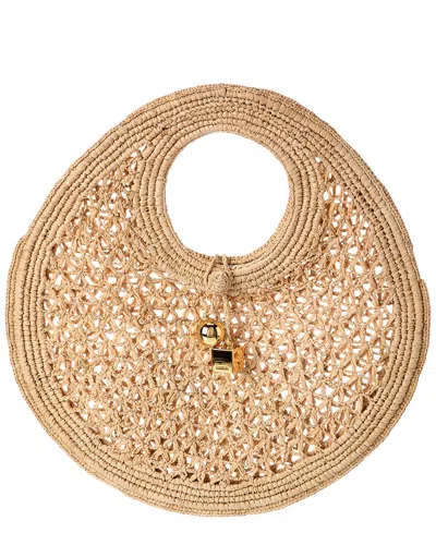 Jacquemus The Spiaggia Small Raffia Round Circle Bag In Nude