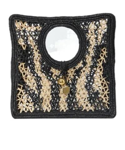 Jacquemus The Spiaggia Small Square Bag In Black And Natural Colors