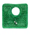 Jacquemus Le Petit Carre Spiaggia Raffia Tote Bag In Green