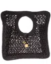 Jacquemus Intricately Woven Raffia Tote Bag With Cut-out Handle In Black