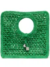 Jacquemus Le Petit Carre Spiaggia Raffia Tote Bag In Green