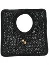 Jacquemus Carre Spiaggia Embellished Braided Raffia Tote In Schwarz