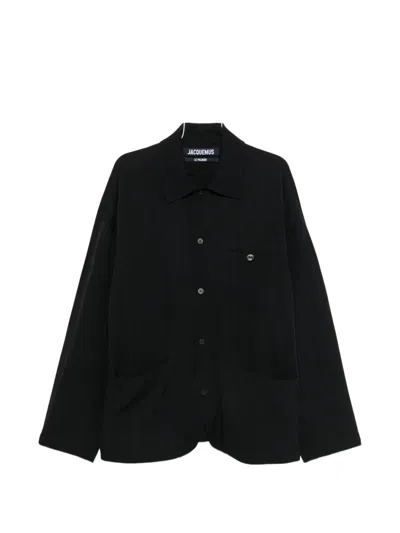 Jacquemus The Strada Patch-pocket Shirt Jacket In Black