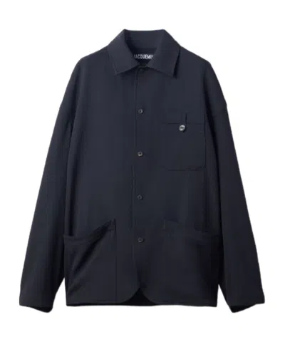 Jacquemus The Strada Patch-pocket Shirt Jacket In Black