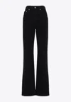 Jacquemus High-waisted Flared Black Jeans With Gold-tone Hardware In Black