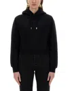 Jacquemus Le Grosgrain Logo Cotton Fleece Crop Hoodie In Black