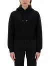 Jacquemus Le Grosgrain Logo Cotton Fleece Crop Hoodie In Black