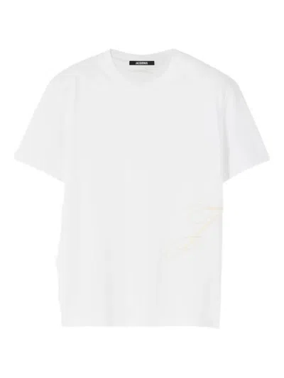 Jacquemus T-shirt J Con Monogramma Ricamato In White