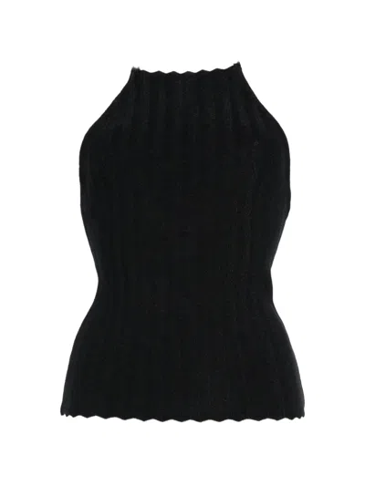 Jacquemus The Tablier Scalloped Halter Top In Black