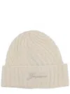 Jacquemus Ribbed Turn-up Brim Hat In Neutral