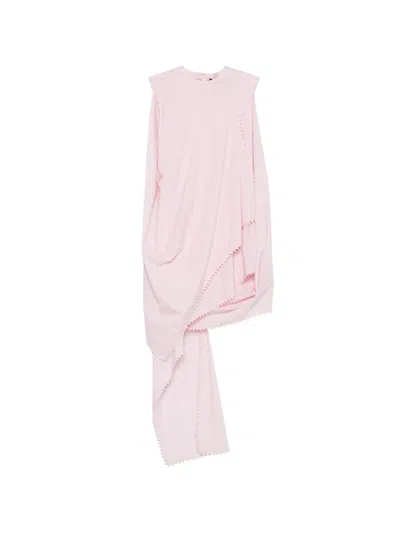 Jacquemus Traversin Courte Asymmetric Draped Sleeveless Dress In Pink