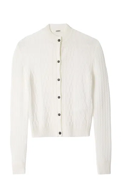 Jacquemus The Treccia Knit Wool-blend Cardigan In White