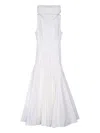 Jacquemus Midi Dress With Flared Skirt And High Neck In White
