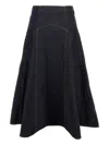 Jacquemus The Triangle De Nimes Flared Denim Skirt In Blue