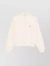 Jacquemus Cotton Fleece Sweatshirt With High Collar And Grosgrain Detail In Neutral