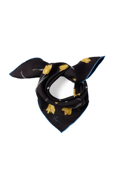 Jacquemus The Tulip Silk Scarf In Black
