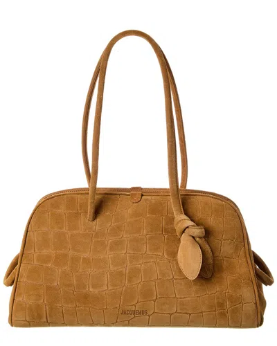 Jacquemus The Turismo Croc-embossed Suede Satchel In Brown