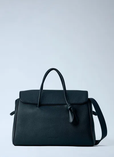 Jacquemus Knotted Flap Leather Tote Bag In Blue