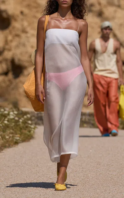 Jacquemus The Venetia Sheer Silk Midi Dress In White