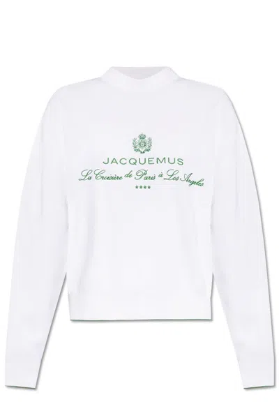 Jacquemus Logo Embroidered Crewneck Sweatshirt In White