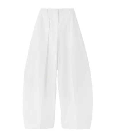 Jacquemus Twill Pleated Ovalo Trousers In White