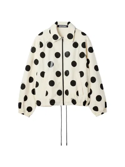 Jacquemus Polka-dot Zip-up Jacket In White