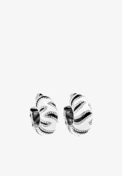 Jacquemus The Zebra Hoop Earrings With Rhinestones In Black