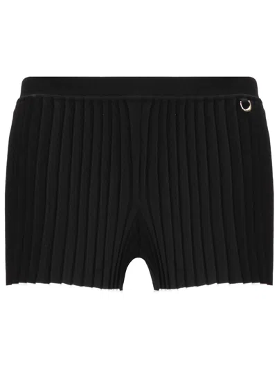 Jacquemus Pleated Knit Shorts In Black