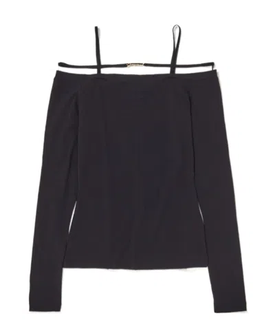 Jacquemus Thin Shoulder Strap T-shirt In Black