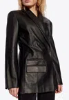 Jacquemus Tibau Double-breasted Leather Jacket In Black