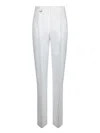 Jacquemus Straight-cut White Trousers With Metal Ring Detail In White