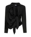 Jacquemus Les Sculptures Relaxed Bahia Shirt With Bow In Black