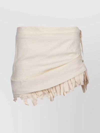 Jacquemus Tiered Skirt With Drawstring Hem And Ruffle Detailing In Cream