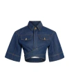 Jacquemus Le Haut De-nîmes Denim Crop Top In Blue