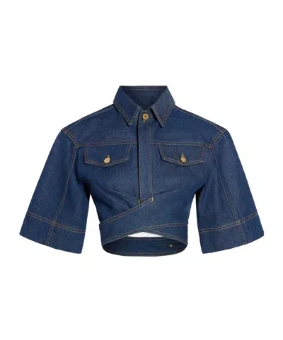 JACQUEMUS JACQUEMUS TONAL STITCHED DENIM TOP