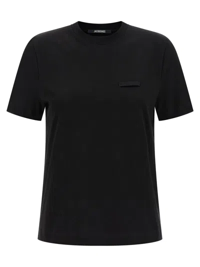 Jacquemus Tone-on-tone Logo Patch T-shirt In Black