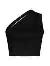 Jacquemus La Maille Ascu Asymmetric Knitted Crop Top In Black