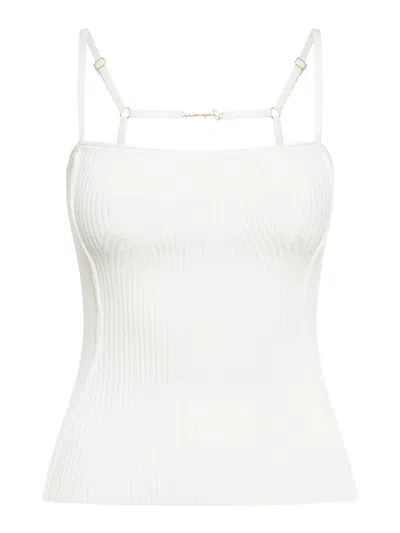 Jacquemus Sierra Ribbed Knit Sleeveless Top In White