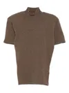 Jacquemus Short Sleeve Mock Neck Top With Shoulder Pads In Brown