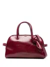 Jacquemus Le Petit Tourism In Shiny Vintage-finished Leather Bags In Red
