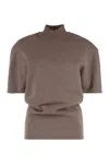 Jacquemus Cashmere Wool Blend Mock Neck Top In Brown