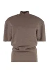 Jacquemus Cashmere Wool Blend Mock Neck Top In Brown